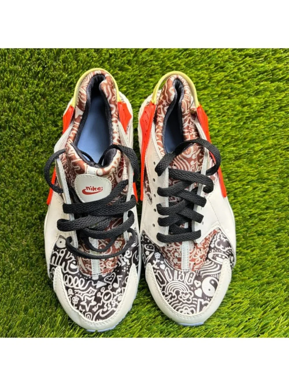 Nike Air Huarache Run Boys Size 6Y White Black Athletic Running Shoes Sneakers